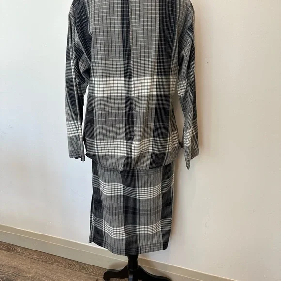 Sasson VTG dress  black and white plaid pattern SZ L EUC - Picture 4 of 6